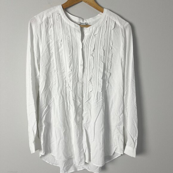 Sundance Tops - 2/$30 Sundance Ruffle Crew Neck Long Sleeve Button Down Top Small White